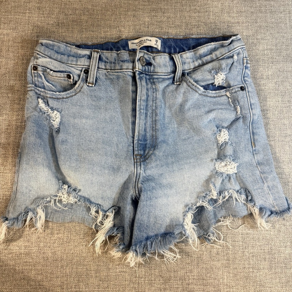 Abercrombie High Rise Mom Shorts Women's Distressed Cutoff Denim Jean 29 Summer